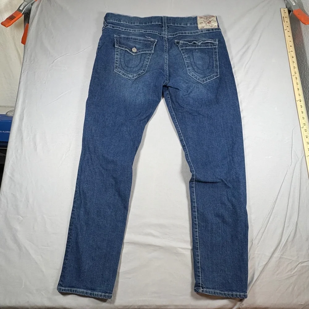 True Religion Geno Relaxed Slim Jeans Mens 38 Blue Denim Flap Pocket Y2K Street